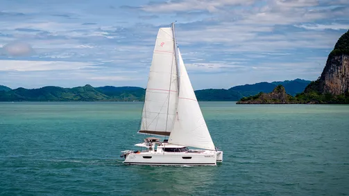Triumpho, a Fountaine Pajot Saba 50 catamaran at Pa Khlok, Thailand