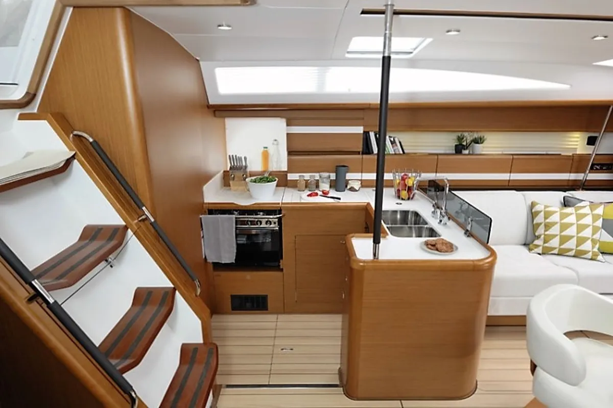 Galley of Aybalam, a Jeanneau 53 sailboat at Bodrum, Turkey