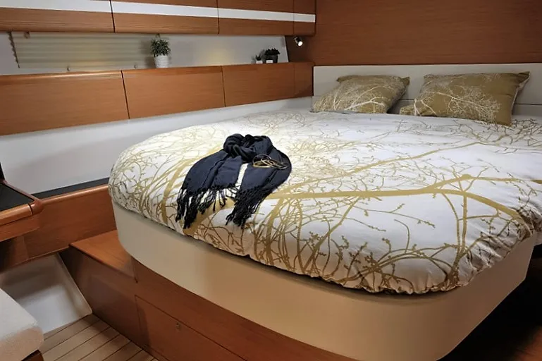 Cabin on Aybalam, a Jeanneau 53 sailboat at Bodrum, Turkey