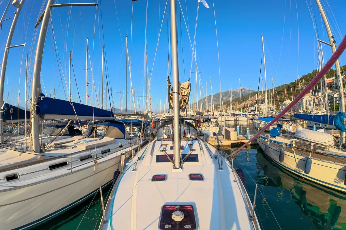 Exterior view of Classic, a Beneteau Oceanis 43 sailboat at Fethiye, Turkey