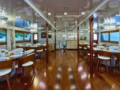 Salon of Azzurro, a Luxury Motor Yacht motor yacht at Dubrovnik, Croatia