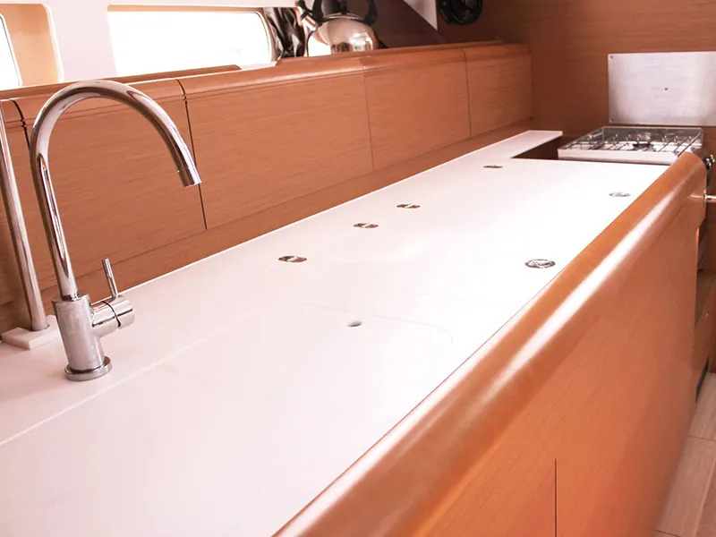 Galley of Athena, a Jeanneau Sun Odyssey 479 sailboat at Lavreotiki Municipal Unit, Greece