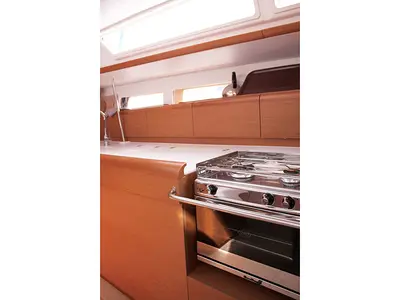 Galley of Athena, a Jeanneau Sun Odyssey 479 sailboat at Lavreotiki Municipal Unit, Greece