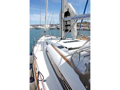 Deck of Athena, a Jeanneau Sun Odyssey 479 sailboat at Lavreotiki Municipal Unit, Greece