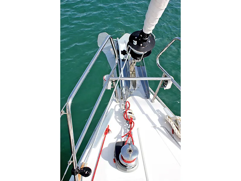 Deck of Athena, a Jeanneau Sun Odyssey 479 sailboat at Lavreotiki Municipal Unit, Greece