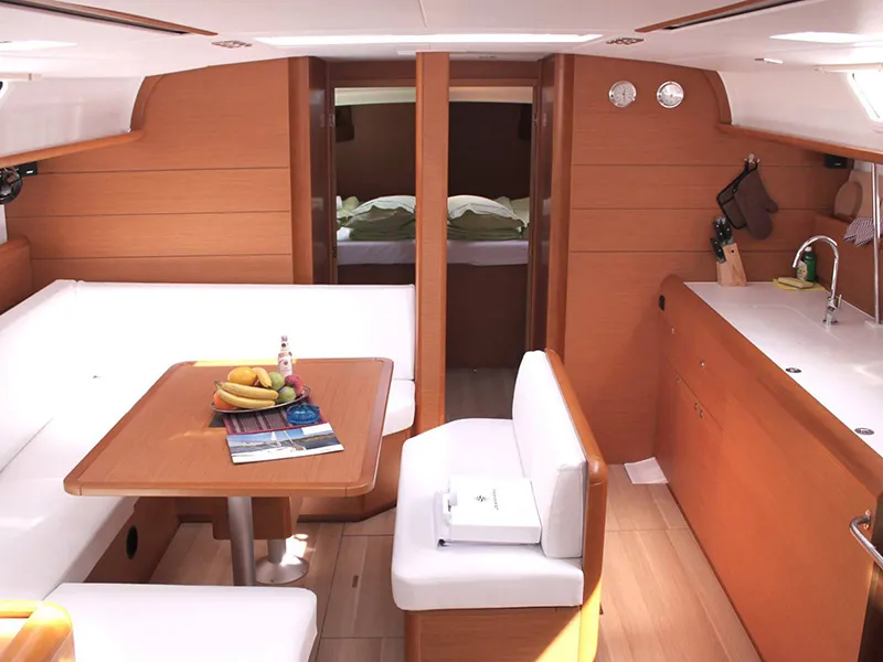 Salon of Athena, a Jeanneau Sun Odyssey 479 sailboat at Lavreotiki Municipal Unit, Greece