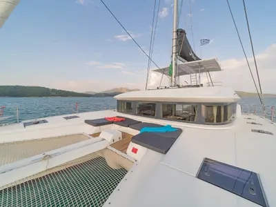 Deck of Andromeda, a Lagoon 50 catamaran at Municipal Unit of Lefkada, Greece
