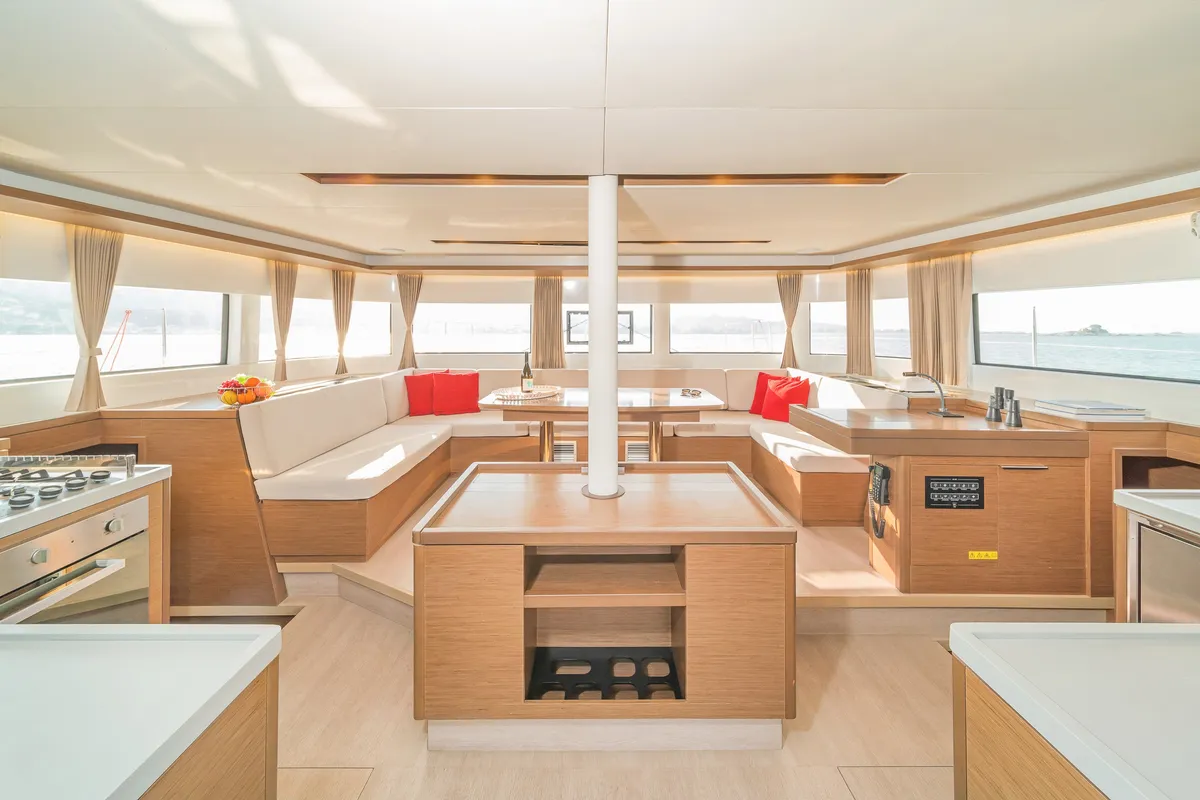 Salon of Andromeda, a Lagoon 50 catamaran at Municipal Unit of Lefkada, Greece