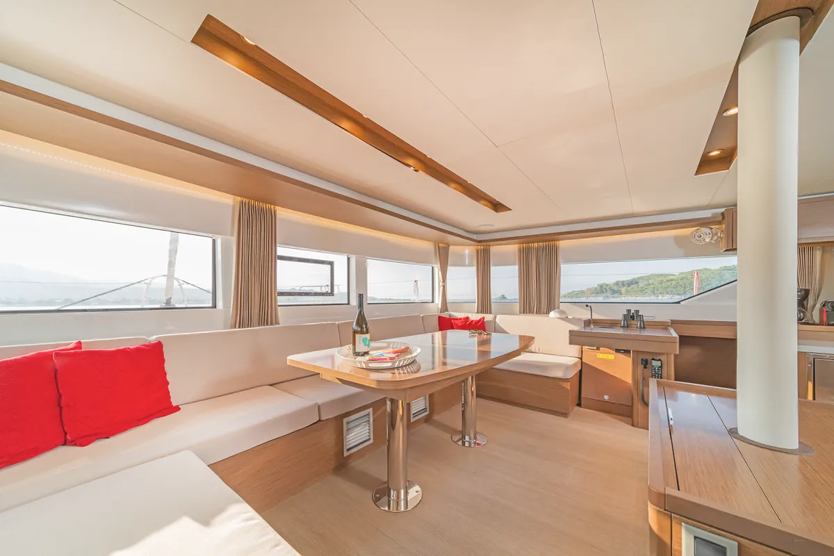 Salon of Andromeda, a Lagoon 50 catamaran at Municipal Unit of Lefkada, Greece