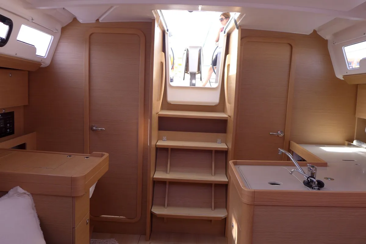 Galley of Mar Me Quer, a Dufour 360 Grand Large sailboat at Portimão, Portugal