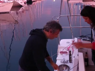 Deck of Mar Me Quer, a Dufour 360 Grand Large sailboat at Portimão, Portugal