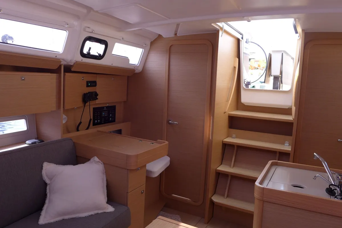 Galley of Mar Me Quer, a Dufour 360 Grand Large sailboat at Portimão, Portugal