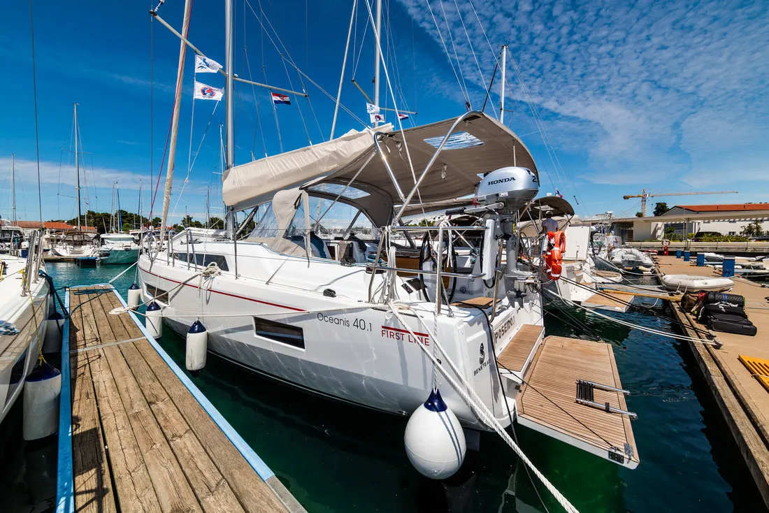 Exterior view of Poseidon, a Beneteau Oceanis 40.1 sailboat at Zadar, Croatia