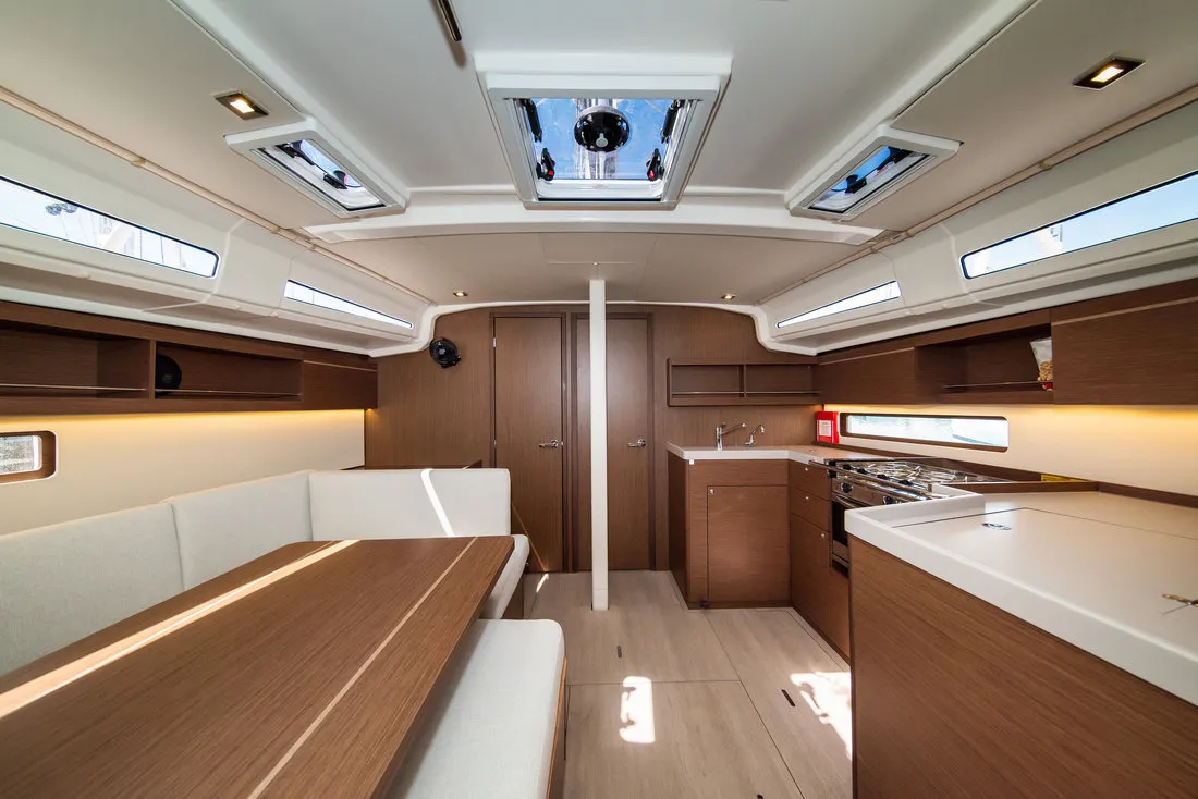Salon of Poseidon, a Beneteau Oceanis 40.1 sailboat at Zadar, Croatia