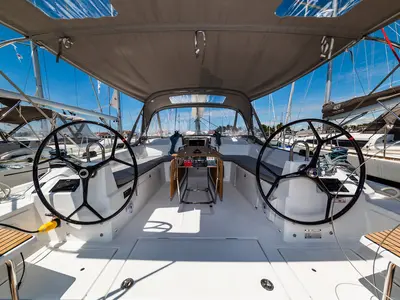 Cockpit of Poseidon, a Beneteau Oceanis 40.1 sailboat at Zadar, Croatia