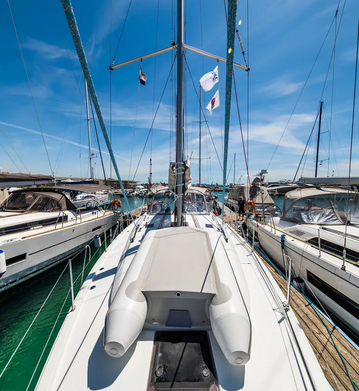 Deck of Poseidon, a Beneteau Oceanis 40.1 sailboat at Zadar, Croatia