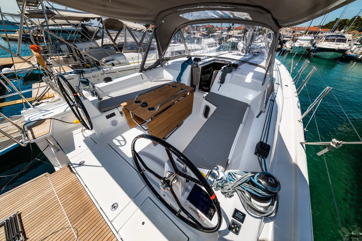 Cockpit of Poseidon, a Beneteau Oceanis 40.1 sailboat at Zadar, Croatia
