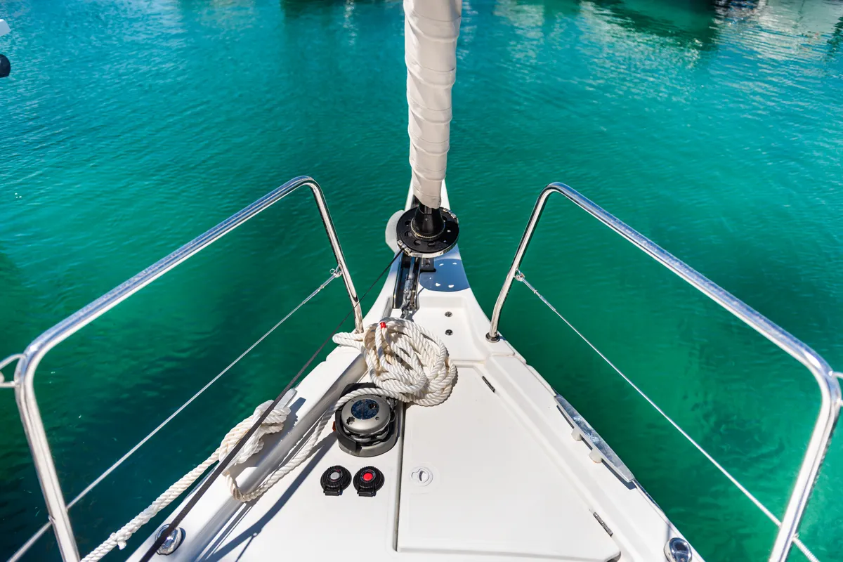 Deck of Poseidon, a Beneteau Oceanis 40.1 sailboat at Zadar, Croatia