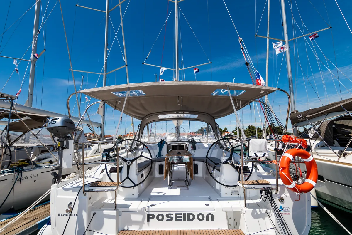 Cockpit of Poseidon, a Beneteau Oceanis 40.1 sailboat at Zadar, Croatia
