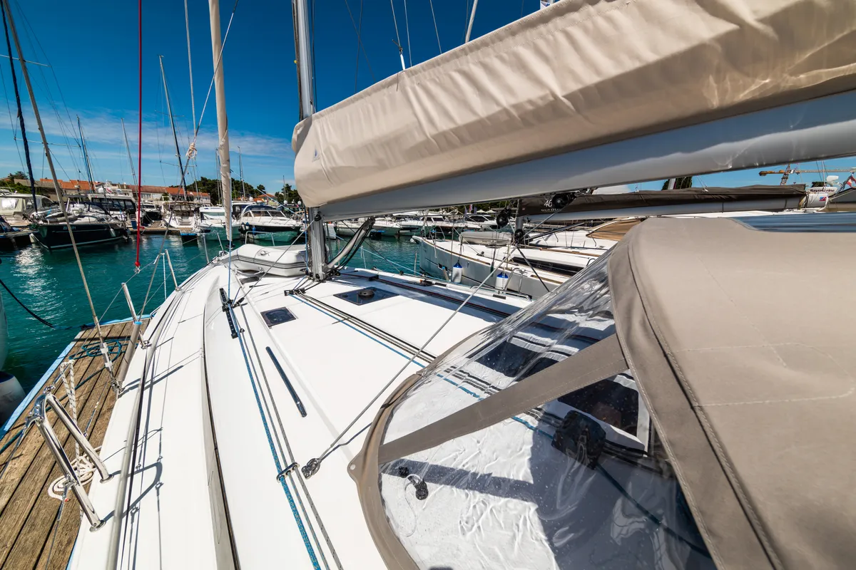 Exterior view of Poseidon, a Beneteau Oceanis 40.1 sailboat at Zadar, Croatia
