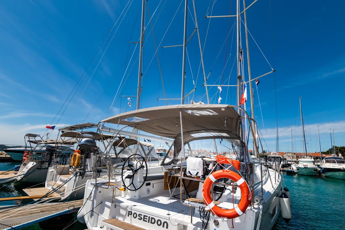 Exterior view of Poseidon, a Beneteau Oceanis 40.1 sailboat at Zadar, Croatia