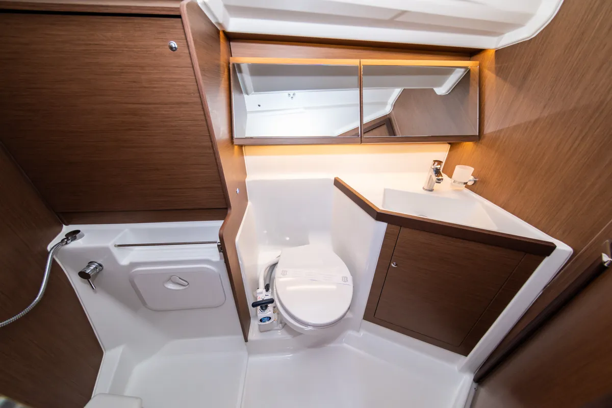 Salon of Poseidon, a Beneteau Oceanis 40.1 sailboat at Zadar, Croatia