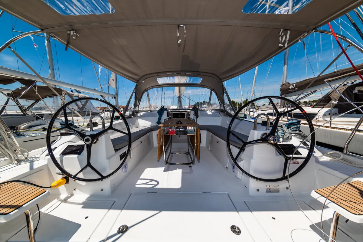 Salon of Poseidon, a Beneteau Oceanis 40.1 sailboat at Zadar, Croatia