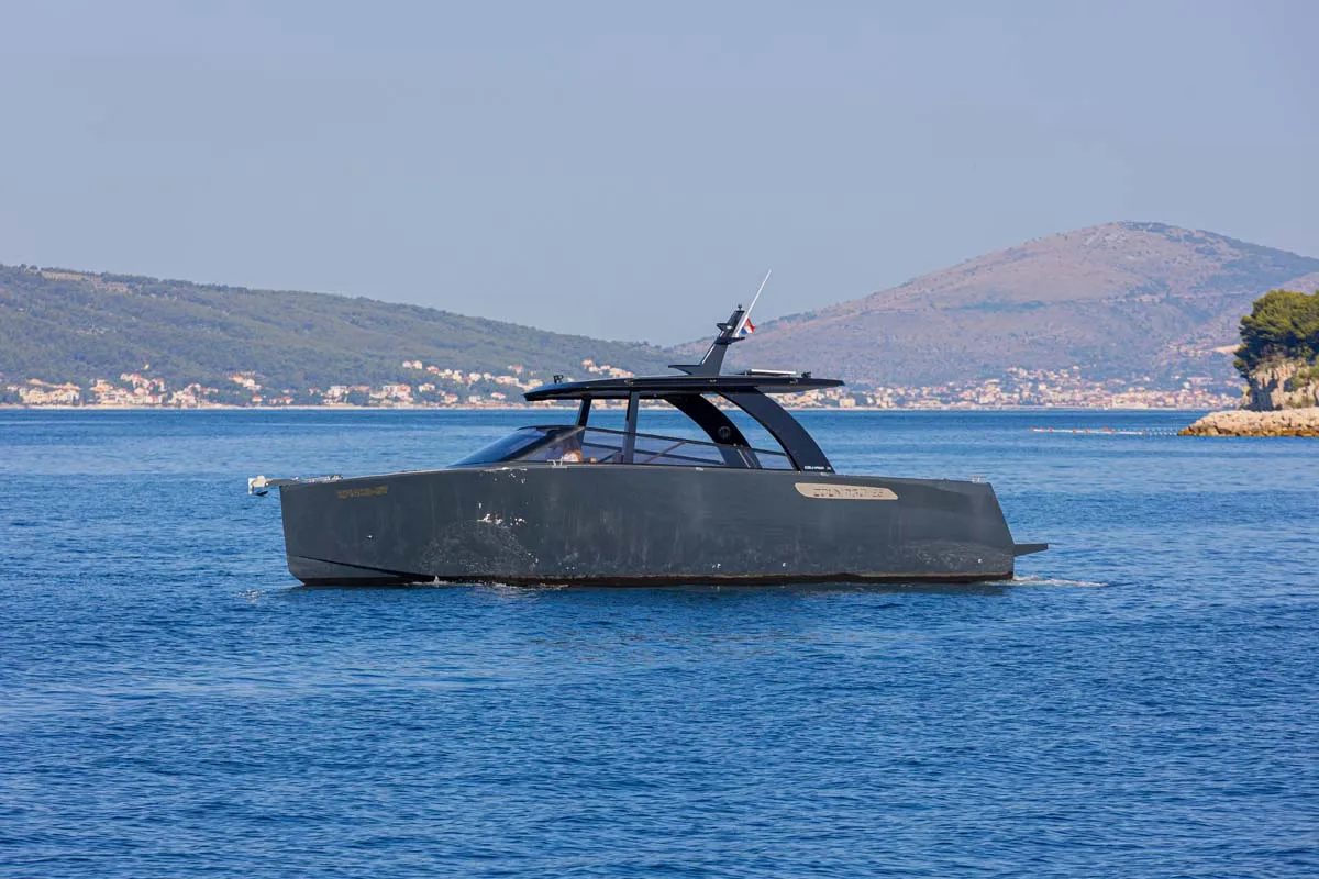 Exterior view of Gariful 1, a Colnago 35 motorboat at Split, Croatia