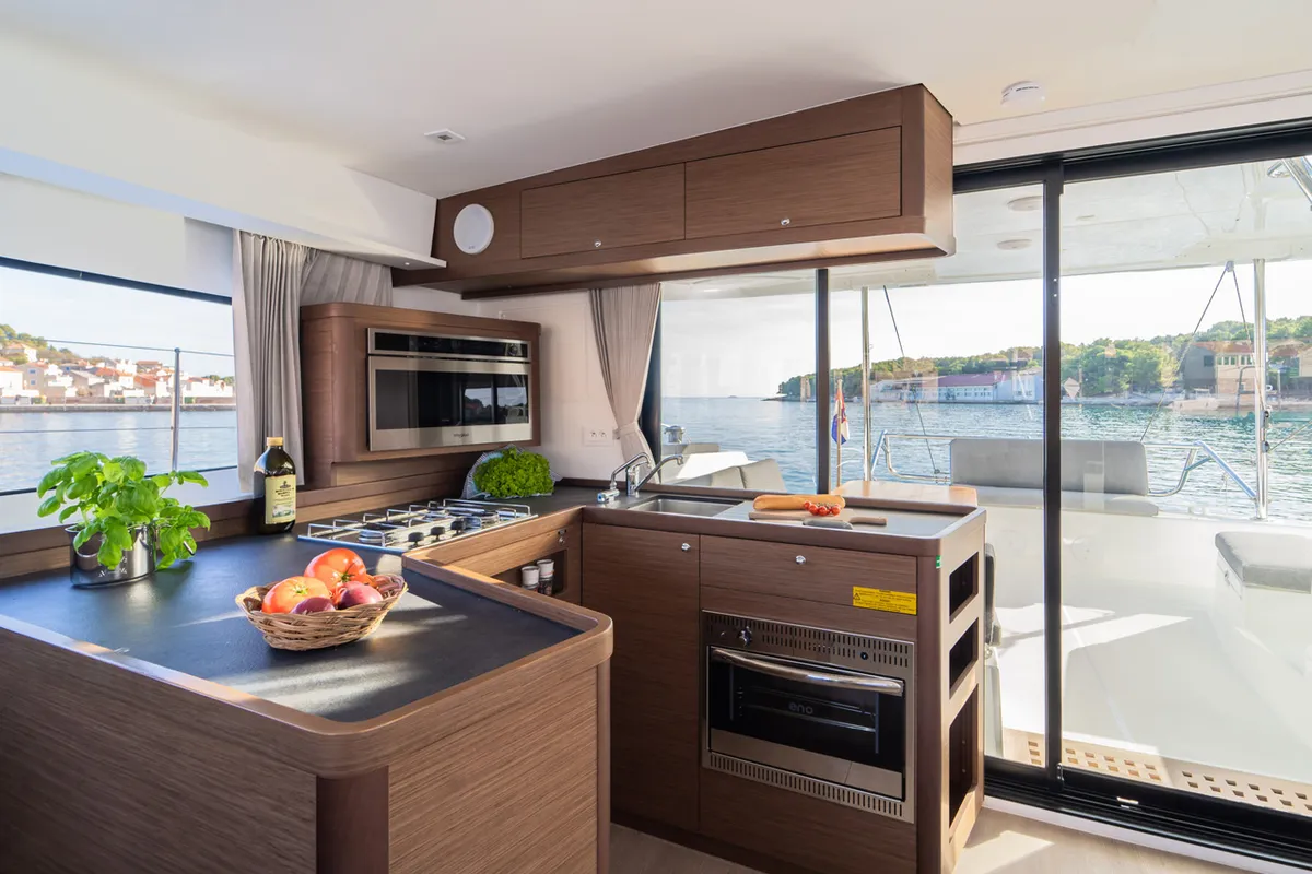 Galley of Woo Woo, a Lagoon 42 OW catamaran at Grad Šibenik, Croatia