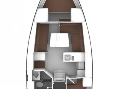 Floor plan of Kata, a Bavaria 37 Cruiser sailboat at Pula, Croatia