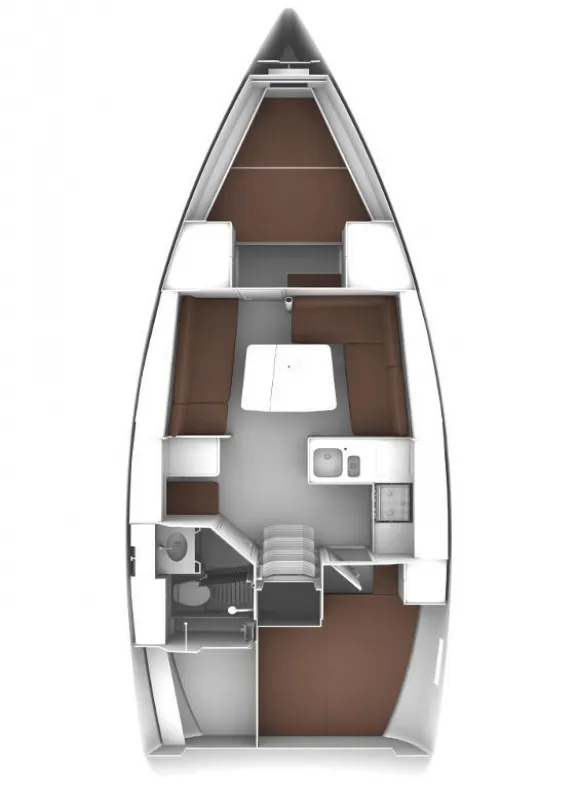 Floor plan of Kata, a Bavaria 37 Cruiser sailboat at Pula, Croatia