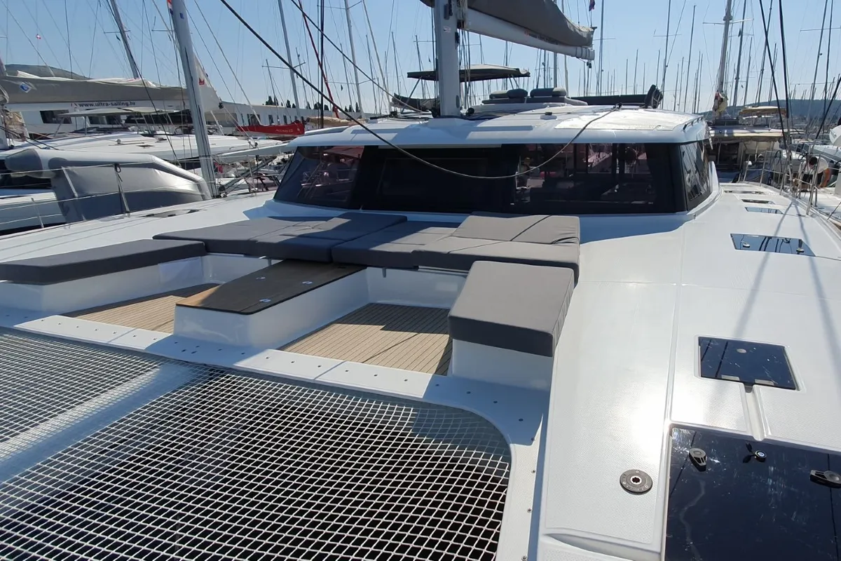 Deck of COSMOS, a Fountaine Pajot Aura 51 catamaran at Seget Donji, Croatia