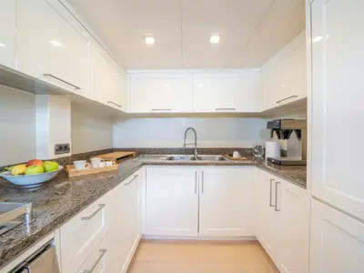 Galley of Sanref, a Falcon 115 motor yacht at Bodrum, Turkey