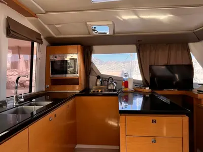Galley of Lycia, a Fountaine Pajot Helia 44 catamaran at Fethiye, Turkey