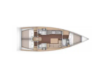 Floor plan of Easy Living, a Dufour 390 sailboat at Municipal Unit of Lefkada, Greece