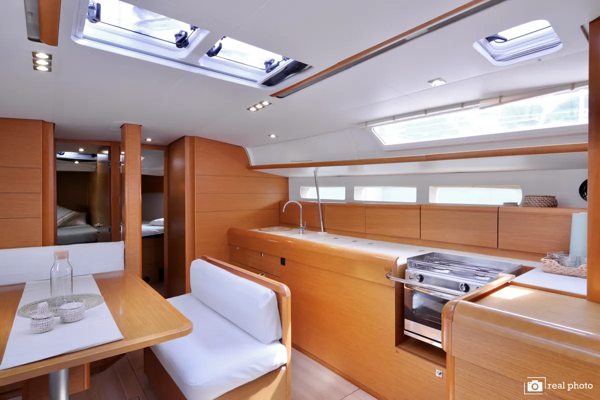Galley of Bianca - Water maker, Solar Panel, a Jeanneau Sun Odyssey 519 sailboat at Puntone di Scarlino, Italy