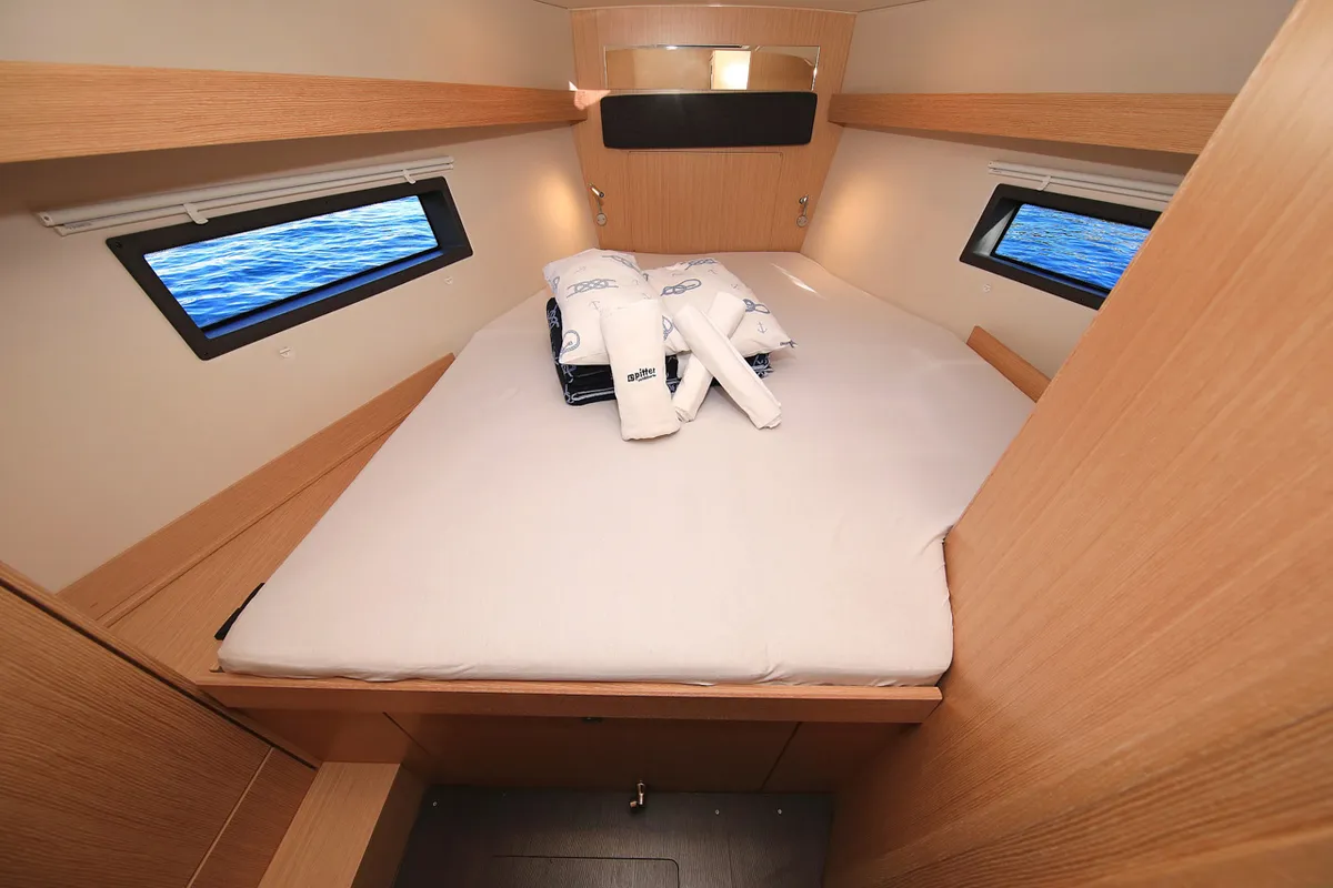 Cabin on Lizzy, a Bavaria C42 Style sailboat at Grad Trogir, Croatia