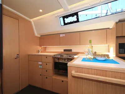 Galley of Lizzy, a Bavaria C42 Style sailboat at Grad Trogir, Croatia