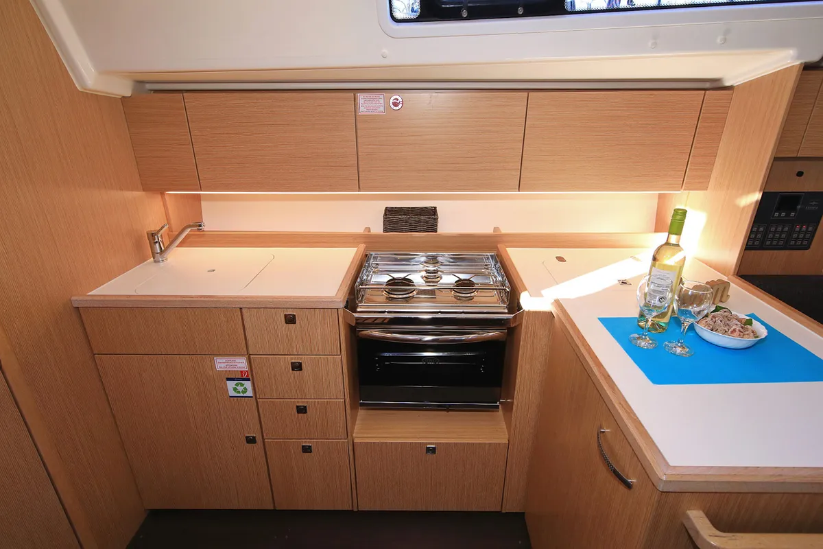 Galley of Lizzy, a Bavaria C42 Style sailboat at Grad Trogir, Croatia