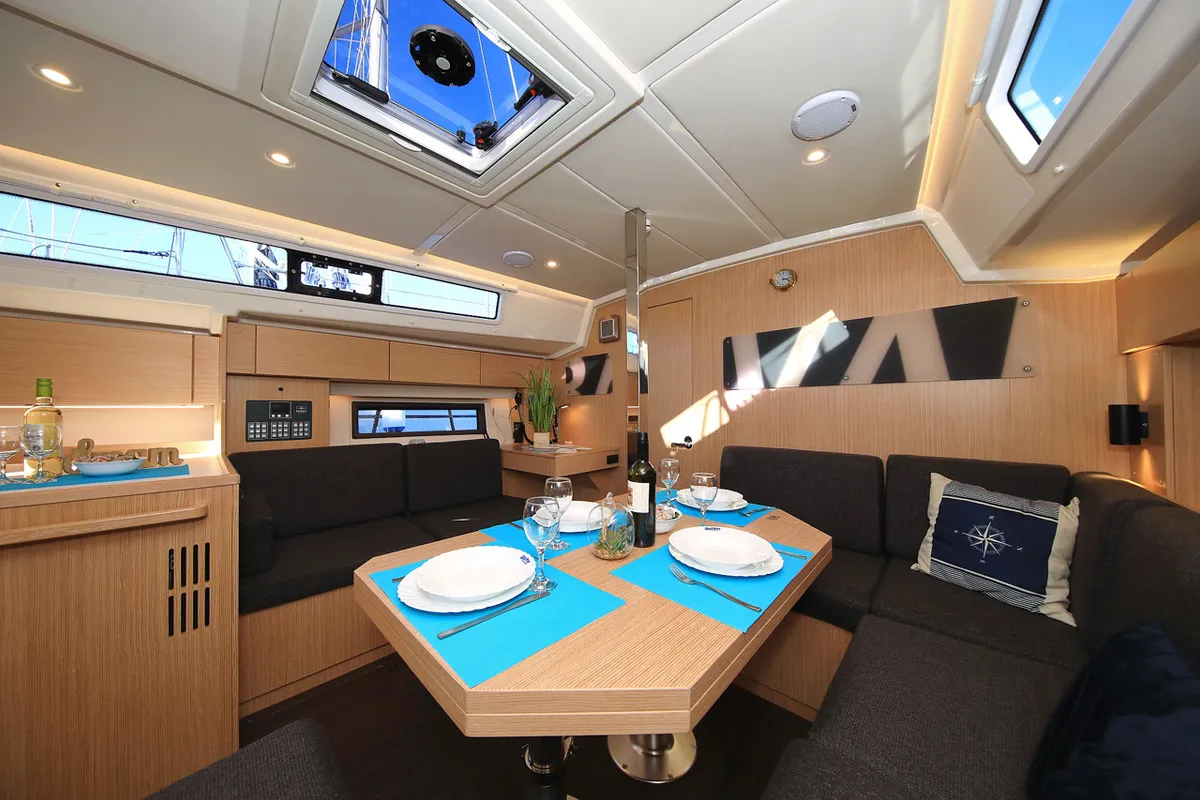 Salon of Lizzy, a Bavaria C42 Style sailboat at Grad Trogir, Croatia