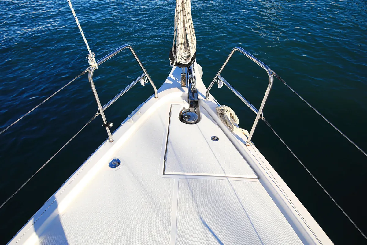 Deck of Lizzy, a Bavaria C42 Style sailboat at Grad Trogir, Croatia