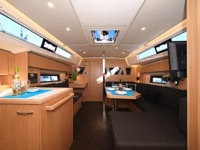 Salon of Lizzy, a Bavaria C42 Style sailboat at Grad Trogir, Croatia