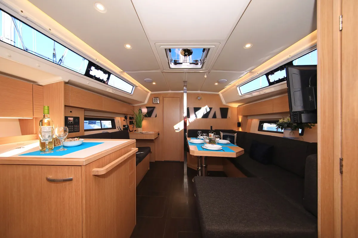 Salon of Lizzy, a Bavaria C42 Style sailboat at Grad Trogir, Croatia