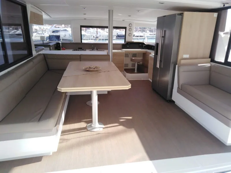 Salon of Mary, a Bali 4.3 catamaran at Cannigione, Italy