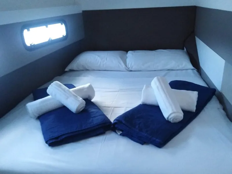 Cabin on Mary, a Bali 4.3 catamaran at Cannigione, Italy