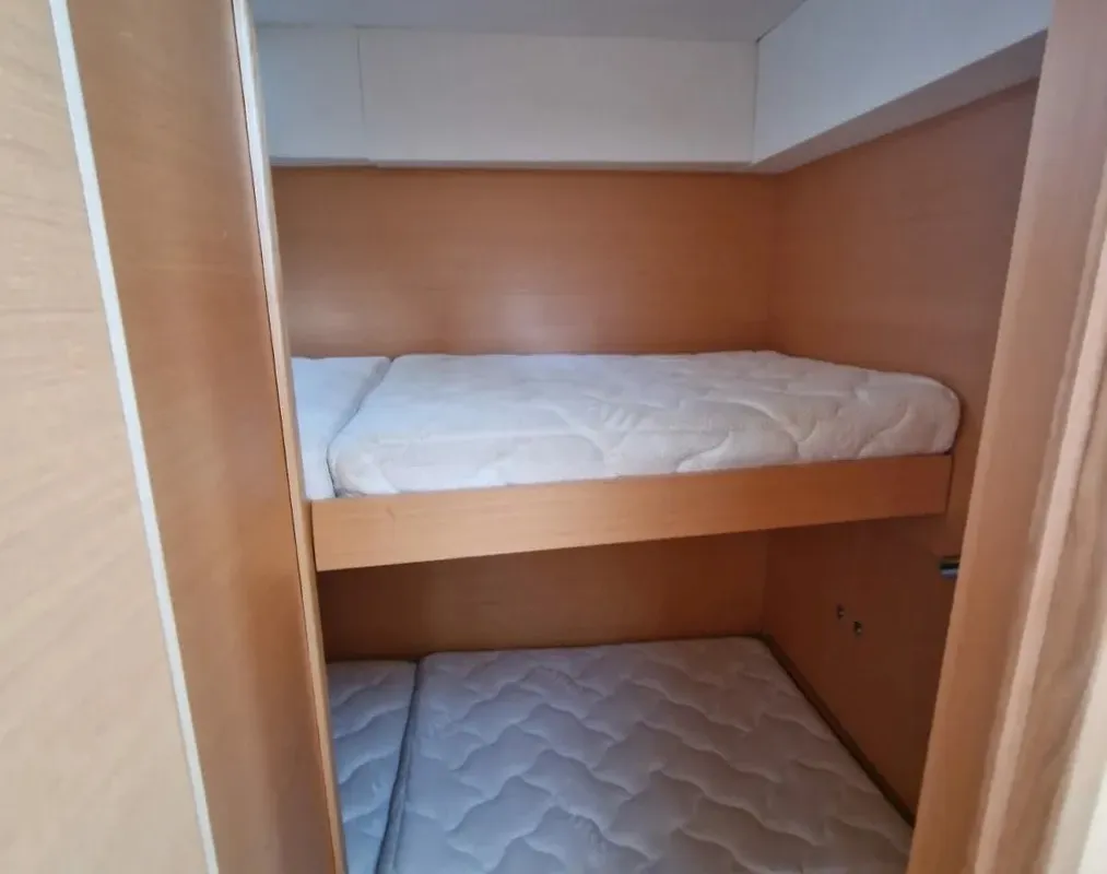 Cabin on Salazar, a Dufour 48 Cat catamaran at Palermo, Italy
