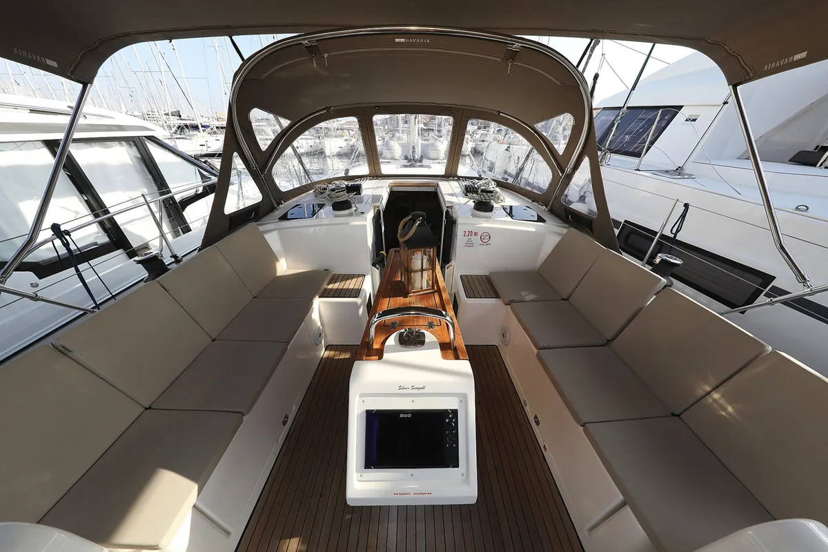 Cockpit of Silver Seagull, a Bavaria C42 Style sailboat at Grad Biograd na Moru, Croatia