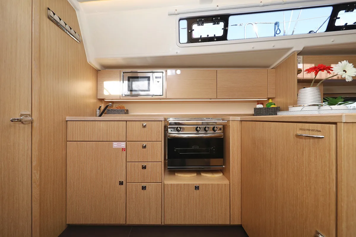 Galley of Silver Seagull, a Bavaria C42 Style sailboat at Grad Biograd na Moru, Croatia
