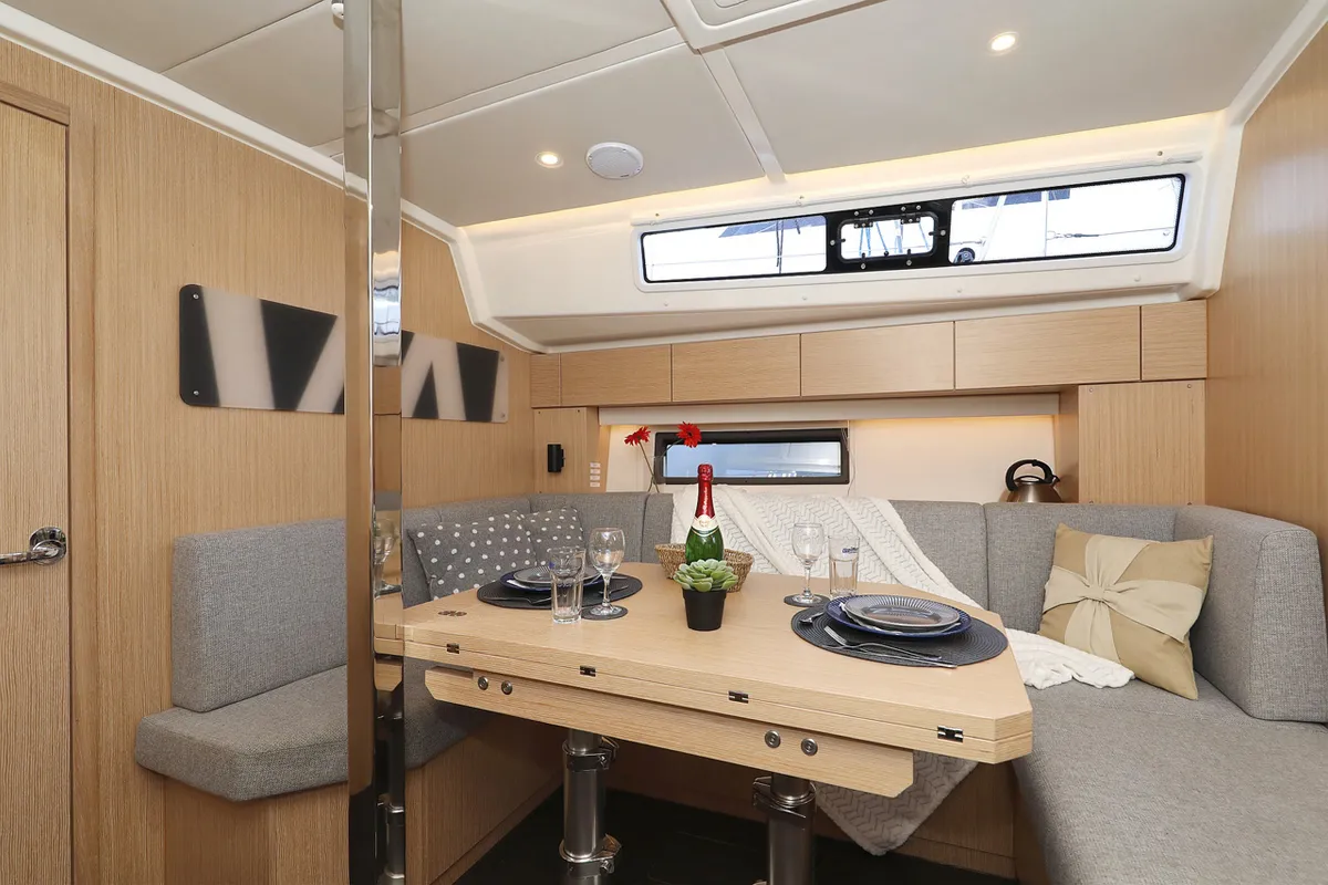 Salon of Silver Seagull, a Bavaria C42 Style sailboat at Grad Biograd na Moru, Croatia