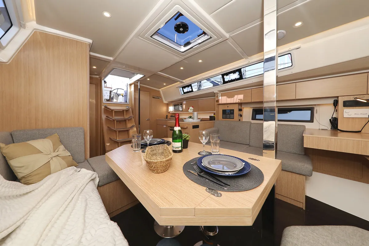 Salon of Silver Seagull, a Bavaria C42 Style sailboat at Grad Biograd na Moru, Croatia